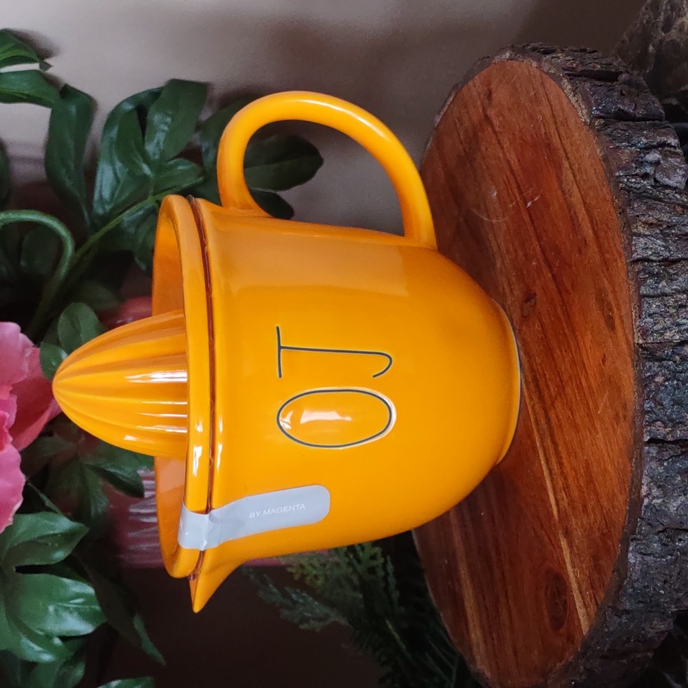 NEW Rae Dunn Ceramic Fresh Squeezed Citrus juice juicer and pourer Set. Orange
